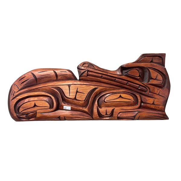 Hand Carved First Nations Wolf Plaque