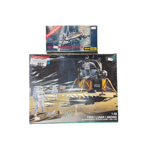 2 Vintage Sealed Model Kits, Monogram First Lunar Landing  And Prestige Messerschmitt