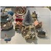 Image 4 : Tote Full Of Miniature Buildings, Stain Glass Bank Lamp, Etc..