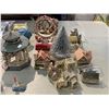 Image 5 : Tote Full Of Miniature Buildings, Stain Glass Bank Lamp, Etc..