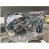 Image 8 : Tote Full Of Miniature Buildings, Stain Glass Bank Lamp, Etc..