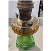 Image 2 : Pair Of Vintage Glass Oil Lamps, One With Green Base