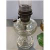 Image 3 : Pair Of Vintage Glass Oil Lamps, One With Green Base