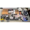 Image 1 : Box Of Assorted Collectibles, Radios, Alarm Clocks, Ear Muffs, Books, Etc..
