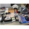 Image 2 : Box Of Assorted Collectibles, Radios, Alarm Clocks, Ear Muffs, Books, Etc..