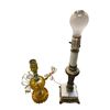 Image 1 : Yellow Glass Lamp And Brass And Marble Lamp