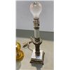 Image 2 : Yellow Glass Lamp And Brass And Marble Lamp