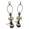 Image 1 : Pair Of Brass And Crystal Lamps With Cherub On Base