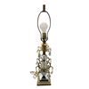 Image 1 : Large Brass And Crystal Lamp With Marble On Base