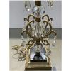 Image 2 : Large Brass And Crystal Lamp With Marble On Base