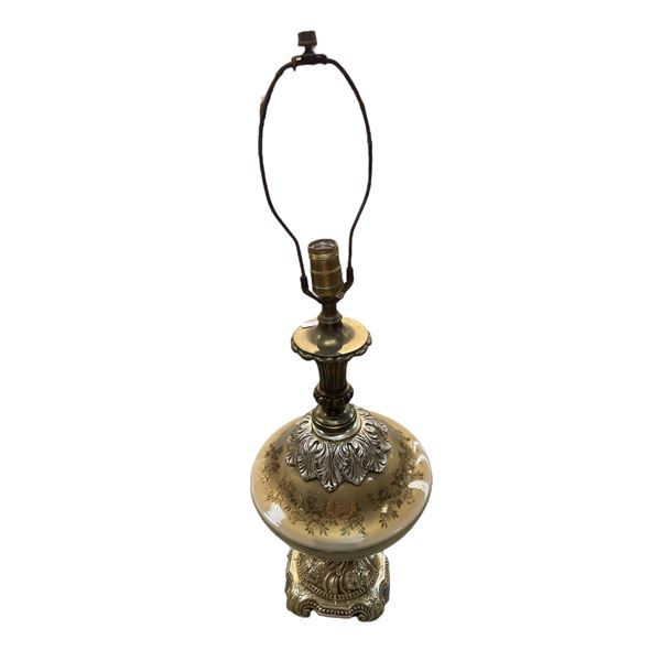 Large Table Lamp With Floral Motif