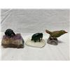 Image 1 : 3 Gemstone Animals On Geode Bases, Elephant, Bear , And Bird