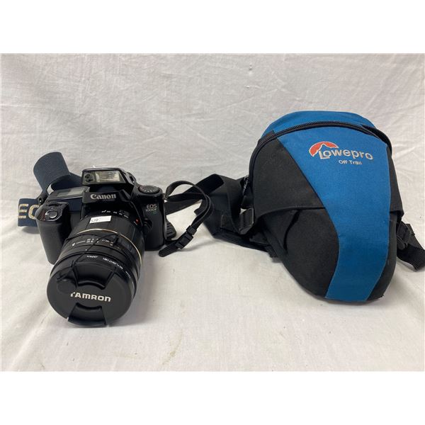 Vintage Canon Eos 100Fn Camera With Tamron Lens And Carrying Case