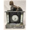 Image 1 : Marble Column Mantel Clock With Bronze Sphinx And Porcelain Columns