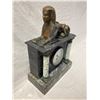 Image 2 : Marble Column Mantel Clock With Bronze Sphinx And Porcelain Columns
