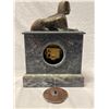 Image 3 : Marble Column Mantel Clock With Bronze Sphinx And Porcelain Columns