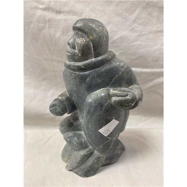 Carved Soapstone Eskimo Signed On Bottom