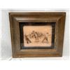 Image 1 : Framed Reversed Glass Painted Western Horse Scene Signed Frederre Remington