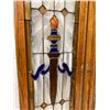 Image 2 : Pair Of Leaded Stain Glass Windows With Torches