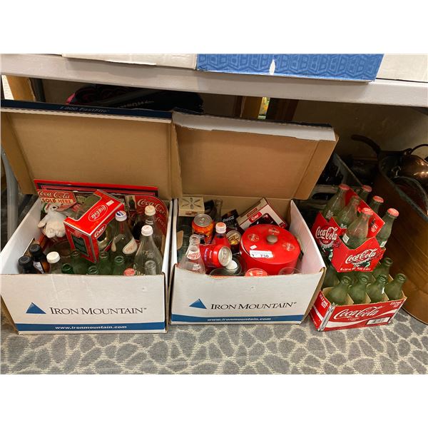 Large Assortment Of Collectible Coca Cola Memorabilia, Bottles, Cans, Cartons, Buckets, Polar Bear,
