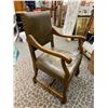 Image 2 : Vintage Oak Captains Arm Chair With Green Leather Upholstery