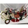 Image 1 : Tote Full Of Assorted Christmas Collectibles, Snowman, Santa, Ms. Claus, Ornaments, Etc..