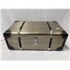 Image 1 : Wooden Silver Painted Leather Accented Storage Box