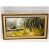 Image 1 : Large Framed Oil On Canvas Of Forest Cottage Scene Signed Walter