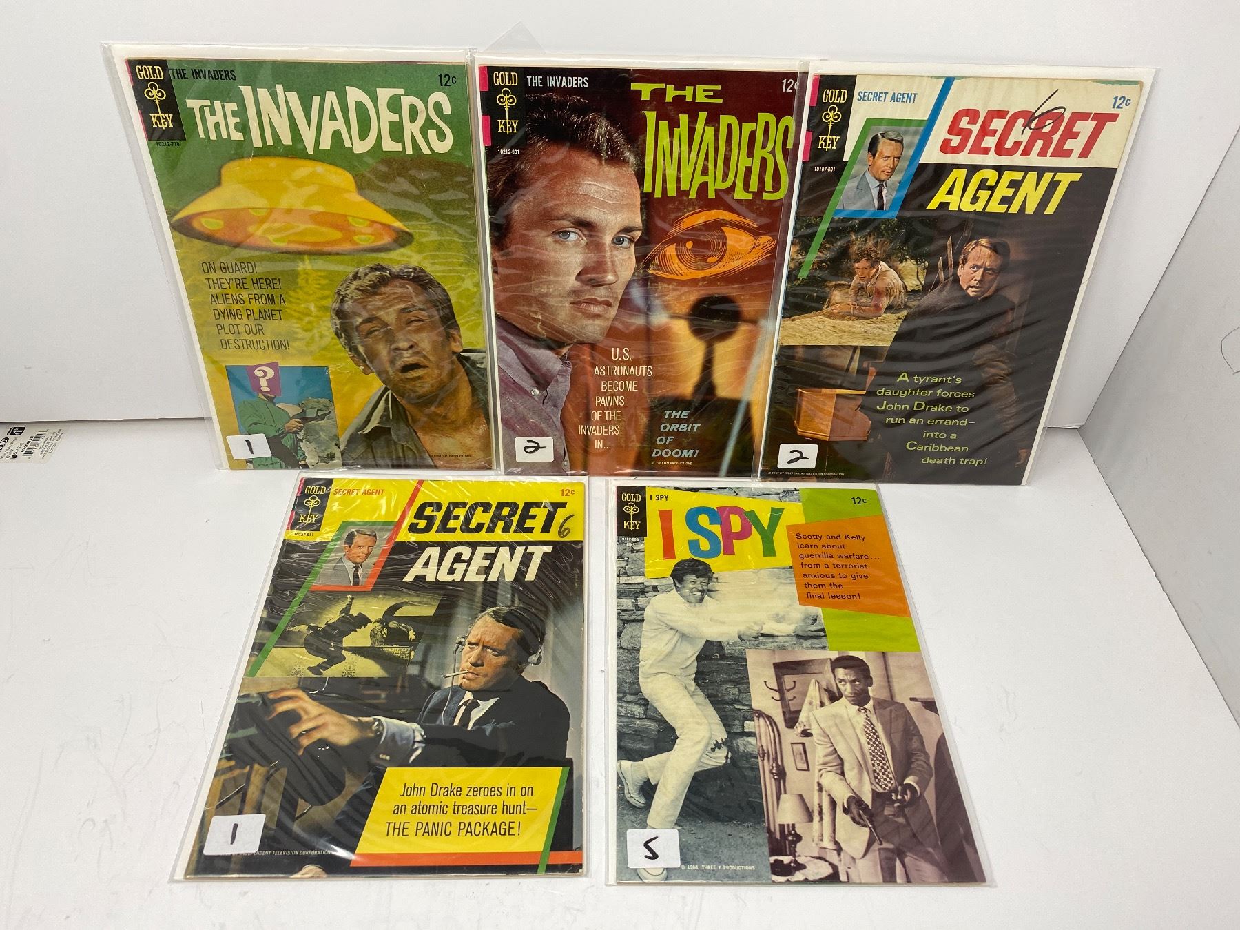 5 Vintage Gold Key Comics, The Invaders, I Spy, And Secret Agent