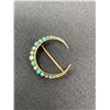 Image 1 : Victorian 9Kt Gold Crescent Moon Brooch With Turquoise And Split Pearls