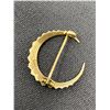 Image 2 : Victorian 9Kt Gold Crescent Moon Brooch With Turquoise And Split Pearls