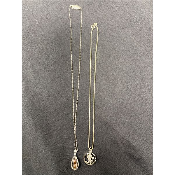 2 Sterling Silver Necklaces With Pendants, 1 Pendant Not Silver