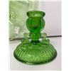 Image 2 : Pair Of Green Glass Dolphin Candle Sticks Holder And Green Glass Plate