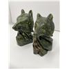 Image 2 : Carved Nephrite Jade Wolf Book Ends