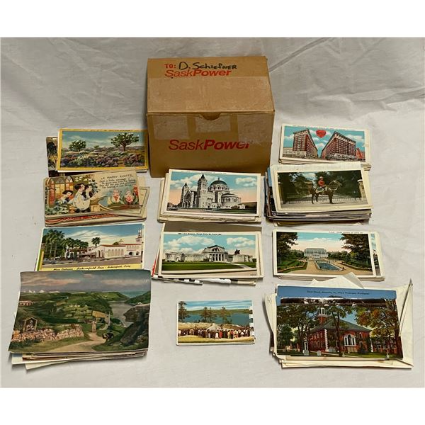 Box Of Vintage Postcards And Photo Cards
