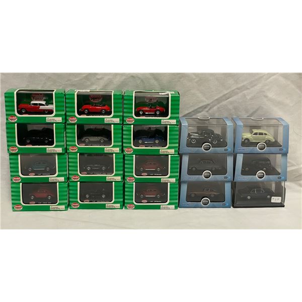18 Assorted Miniature Cars In Original Boxes, Oxford, And Model Power