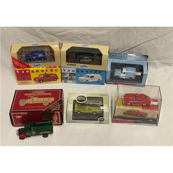 8 Miniature Die Cast Cars In Original Boxes, Oxford, Corgi, Vanguard, Etc..