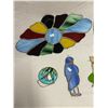Image 2 : 5 Miniature Stain Glass Sun Catchers, Cat, Dragonfly, Lighthouse, Etc..