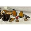 Image 2 : 9 Wood And Resin Carved Birds, Seagull, Woodpecker, Ducks, Etc..