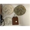Image 2 : Leather Cased Flask, 2 Plaster Rattle Snakes, Glass Reflector Light Cover, Rural Wall Hanging Teleph