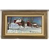 Image 1 : Framed Oil On Canvas Of Winter Farm Scene Signed By Artist