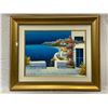 Image 1 : Framed Oil On Canvas Mediterranean City And Ocean Scene