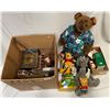 Image 1 : Box Full Of Collectibles, Teddy Bear, Pluto, Winnie The Pooh, Christmas Collectibles, Picture Frame,