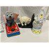Image 2 : Box Full Of Collectibles, Ceramic Banks, Bubble Blowing Elephant, Hummel Mug, Etc..