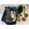 Image 1 : Box Full Of Collectibles, Ukelele, Basket, Fishing Framed Mirror, Christmas Gear, Etc..