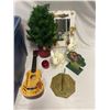 Image 2 : Box Full Of Collectibles, Ukelele, Basket, Fishing Framed Mirror, Christmas Gear, Etc..