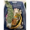 Image 3 : Box Full Of Collectibles, Ukelele, Basket, Fishing Framed Mirror, Christmas Gear, Etc..