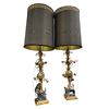 Image 1 : Pair Of Gold Gilded Metal Craft Lamps With Marble Base