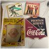 Image 2 : Box Full Of Collectibles, 45S, 45 Cases, Cardboard Coca Cola Sign, Las Vegas Dice Clock, Vintage Scr