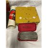 Image 2 : Box Full Of Collectibles, Spurs, Hand Purse, Royal Albert Plate, Paper Ephemera, Holsters, Shaving S